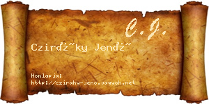 Cziráky Jenő névjegykártya